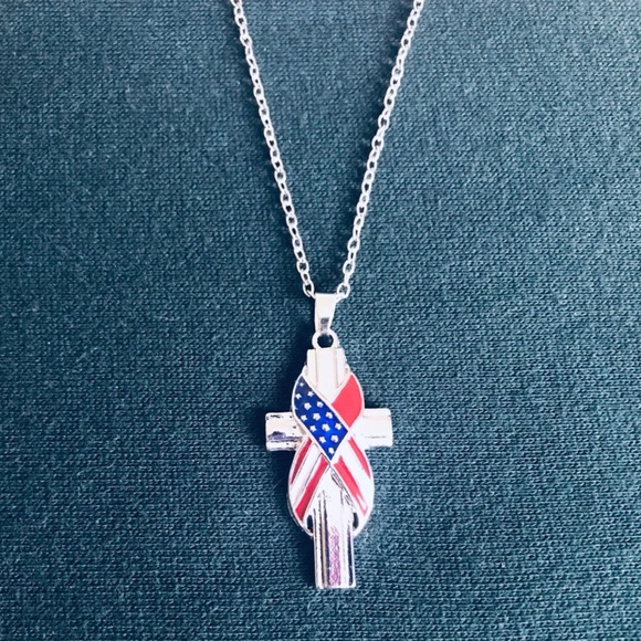 Jewelry - Silver and Multicolor Cross Pendant Necklace